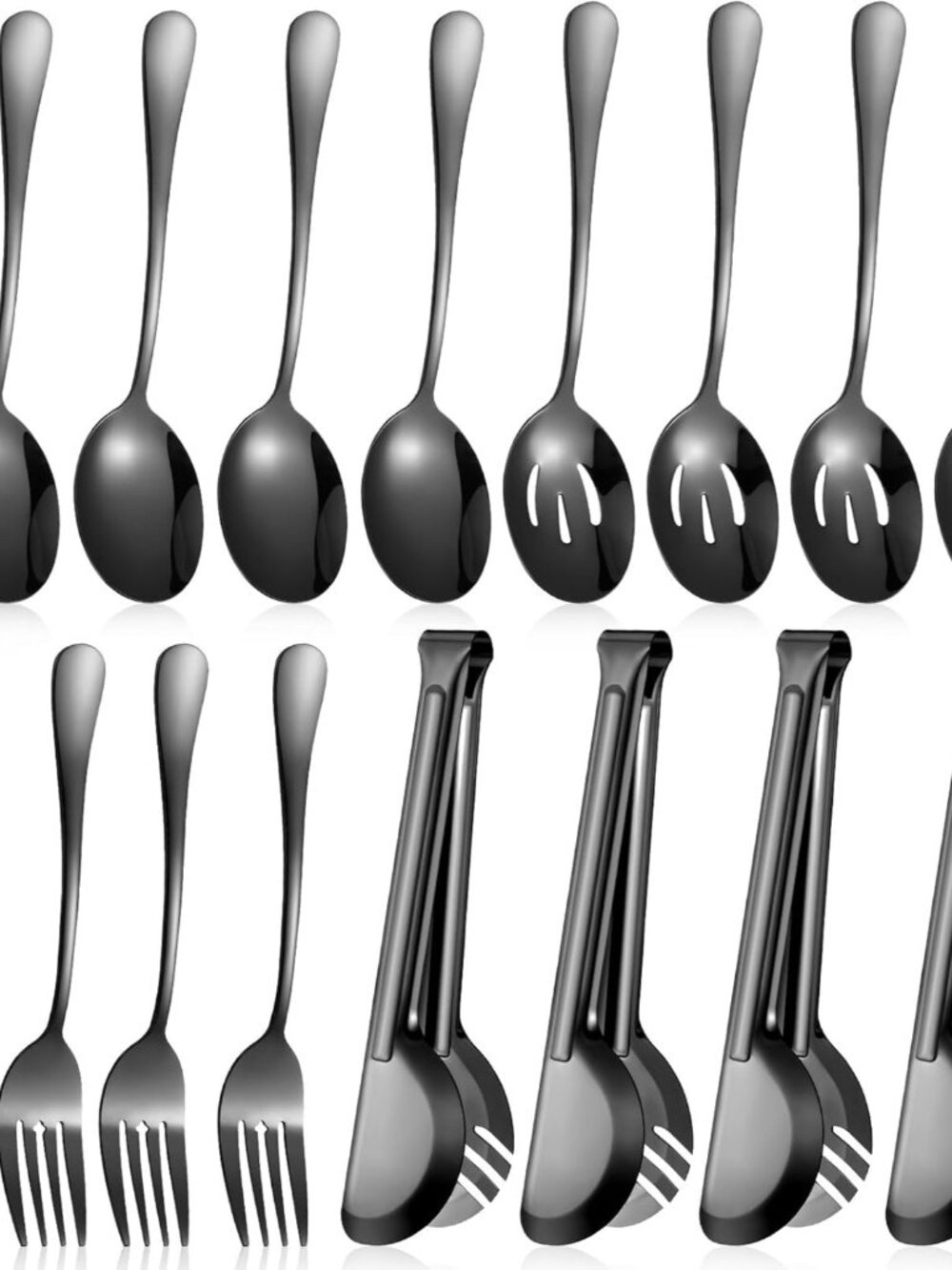 15 Pieces Black Serving Utensil Set, Stainless Steel Buffet